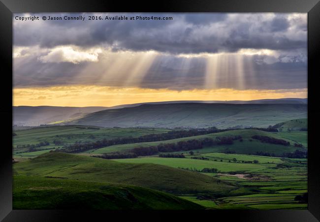 Derbyshire Sunrays Framed Print by Jason Connolly