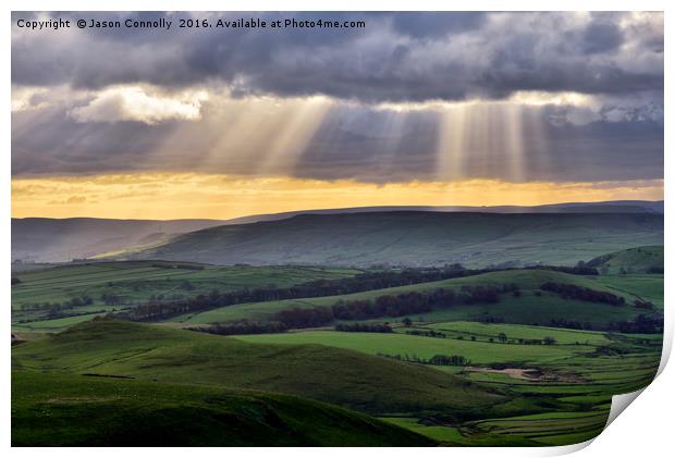 Derbyshire Sunrays Print by Jason Connolly