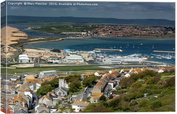 Overlooking Weymouth Canvas Print by Mary Fletcher