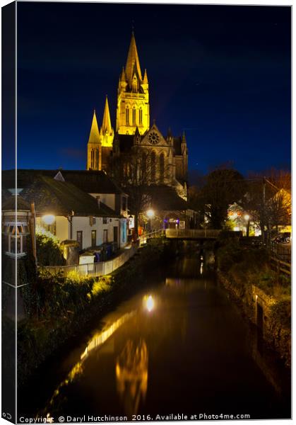 Truro Cathedral by night Canvas Print by Daryl Peter Hutchinson