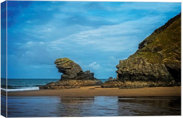 Llangrannog Waloes UK Canvas Print by Andrew chittock