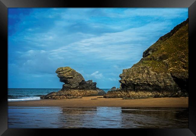 Llangrannog Waloes UK Framed Print by Andrew chittock