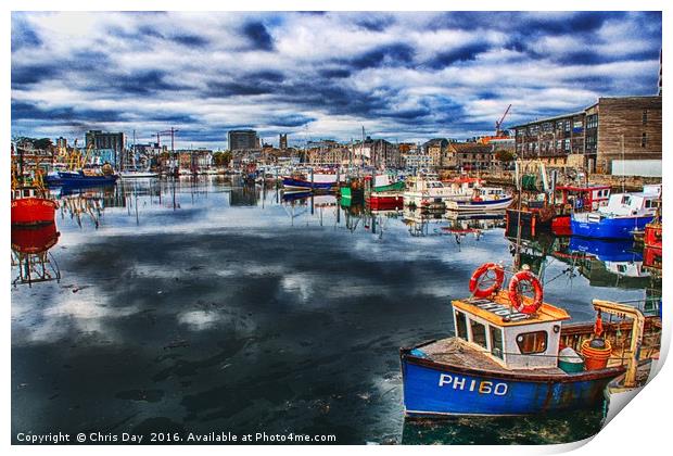 Sutton Harbour Plymouth Print by Chris Day