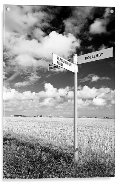 Norfolk Signpost Acrylic by Stephen Mole