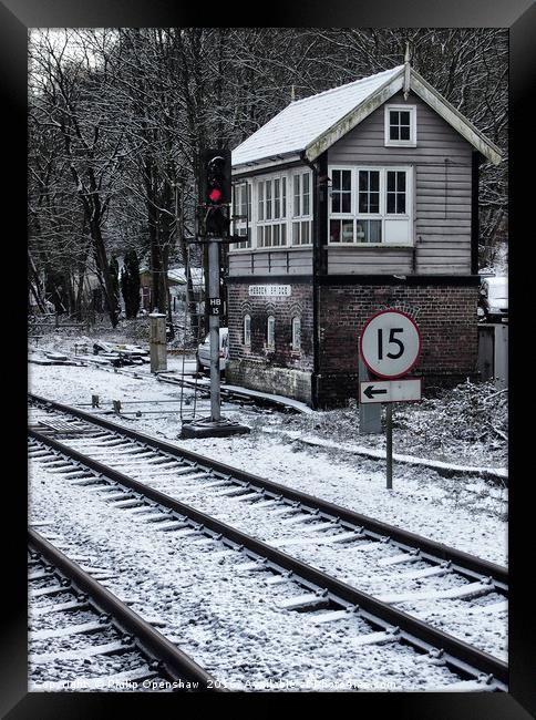 Railway Signal Box in the Snow - Hebden Bridge Framed Print by Philip Openshaw