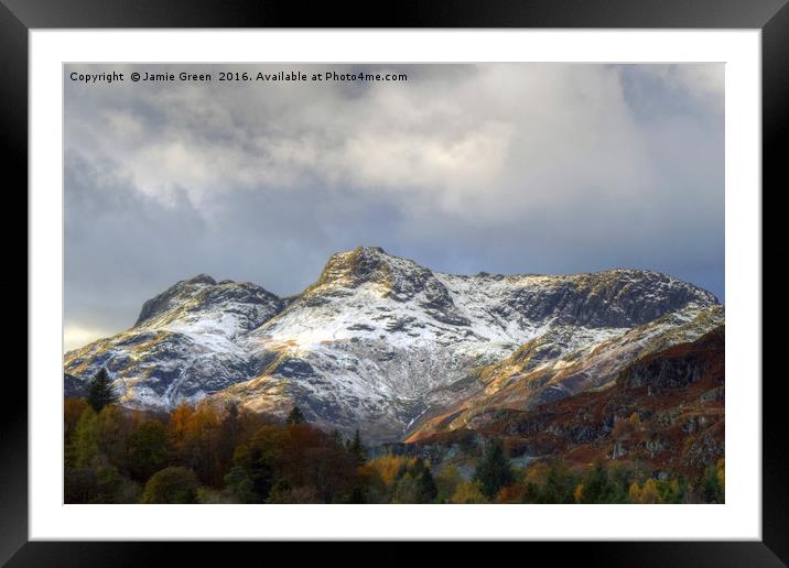The Langdale PIkes Framed Mounted Print by Jamie Green