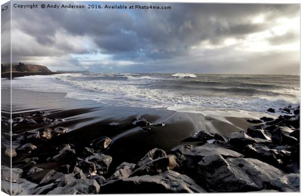 Icelandic Black Beach Seascape Canvas Print by Andy Anderson