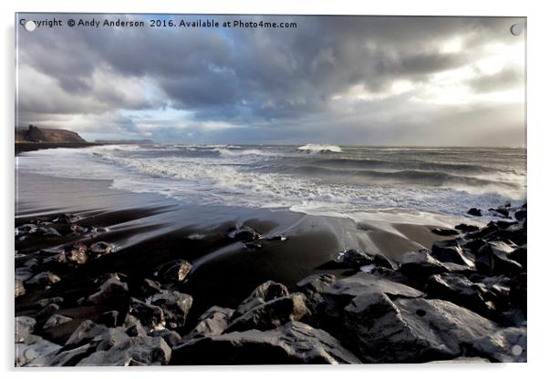 Icelandic Black Beach Seascape Acrylic by Andy Anderson