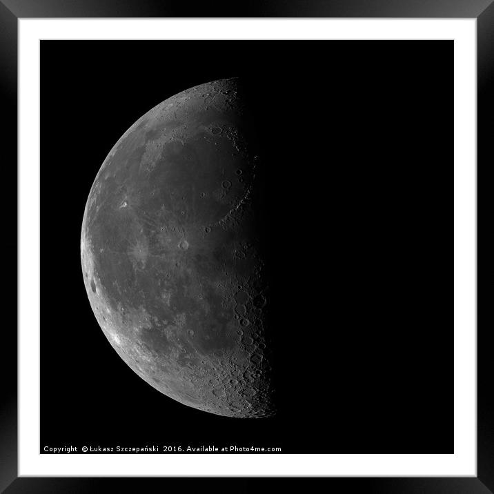 Last quarter Moon on black sky background Framed Mounted Print by Łukasz Szczepański