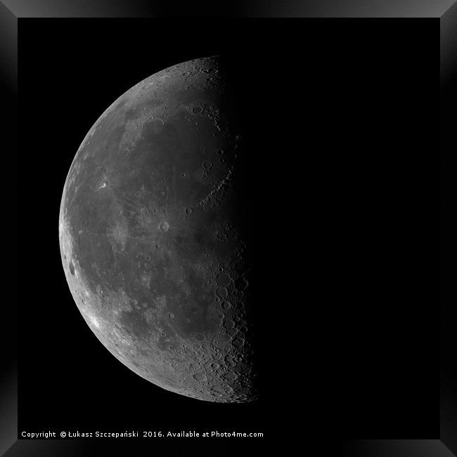 Last quarter Moon on black sky background Framed Print by Łukasz Szczepański