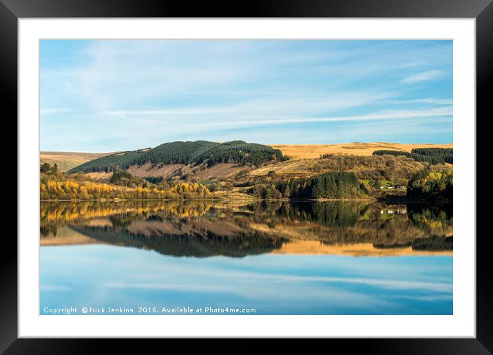 Reflections Pontsticill Reservoir Brecon Beacons  Framed Mounted Print by Nick Jenkins
