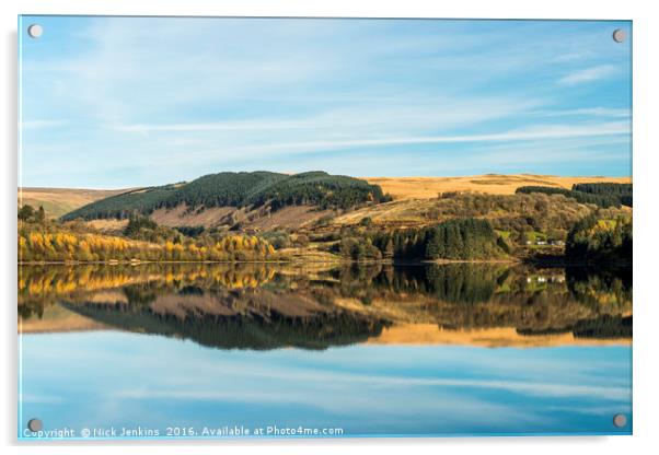 Reflections Pontsticill Reservoir Brecon Beacons  Acrylic by Nick Jenkins