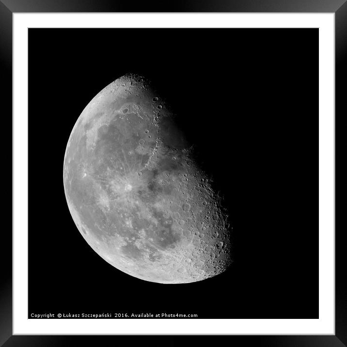 Waning gibbous Moon on black sky Framed Mounted Print by Łukasz Szczepański