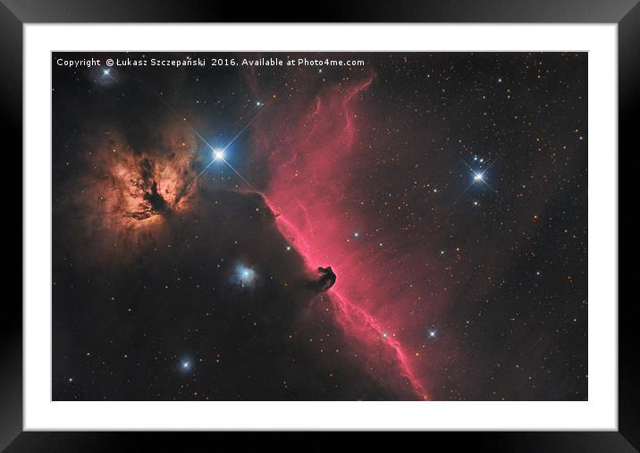 Horsehead and Flame nebula in constellation Orion Framed Mounted Print by Łukasz Szczepański