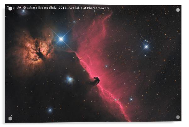 Horsehead and Flame nebula in constellation Orion Acrylic by Łukasz Szczepański