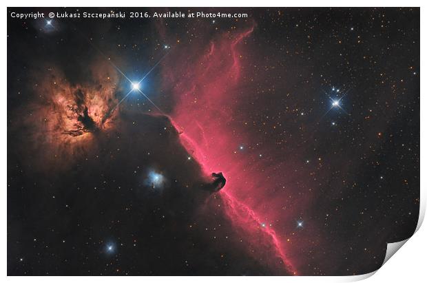 Horsehead and Flame nebula in constellation Orion Print by Łukasz Szczepański