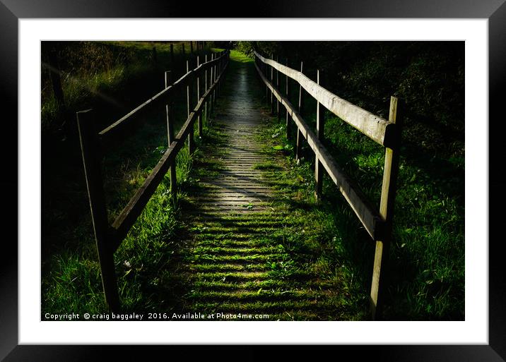 mysterious bridge in the woods Framed Mounted Print by craig baggaley