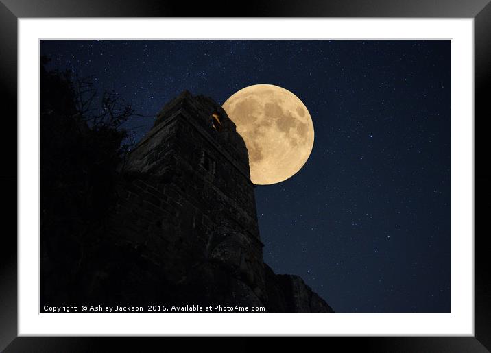 Roche Rock Super Moon  Framed Mounted Print by Ashley Jackson