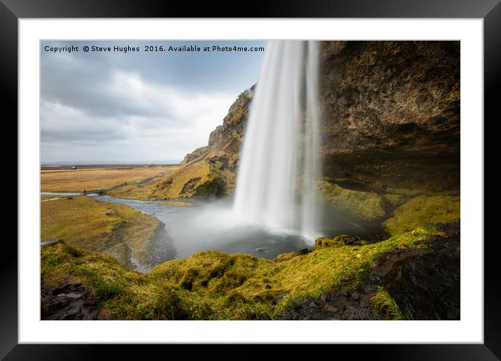 Seljalandsfoss waterfalls in South Iceland Framed Mounted Print by Steve Hughes
