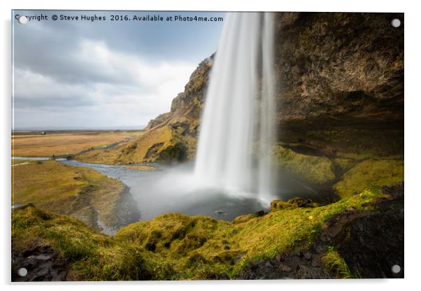Seljalandsfoss waterfalls in South Iceland Acrylic by Steve Hughes