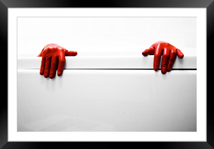 Red gloves Framed Mounted Print by Simon Thorpe