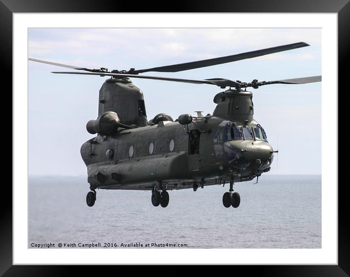 RAF Chinook up close Framed Mounted Print by Keith Campbell