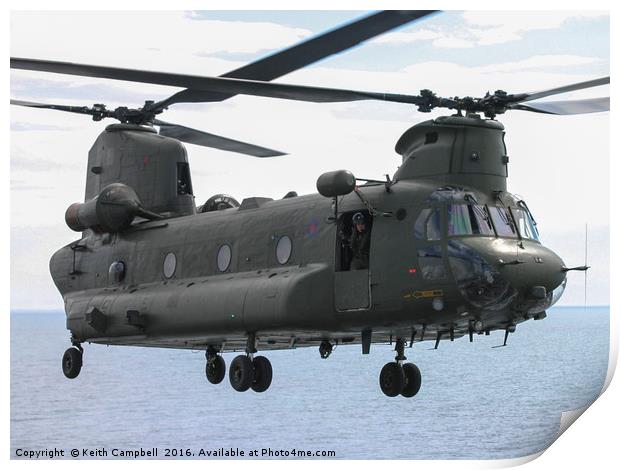 RAF Chinook up close and personal Print by Keith Campbell
