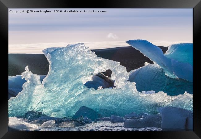 Icebergs in the Ice Lagoon at Jökulsárlón  Framed Print by Steve Hughes