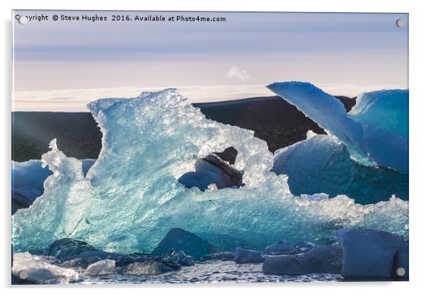 Icebergs in the Ice Lagoon at Jökulsárlón  Acrylic by Steve Hughes