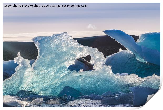 Icebergs in the Ice Lagoon at Jökulsárlón  Print by Steve Hughes
