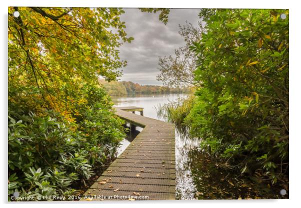 Autumn at Bolam lake jetty Acrylic by Phil Reay