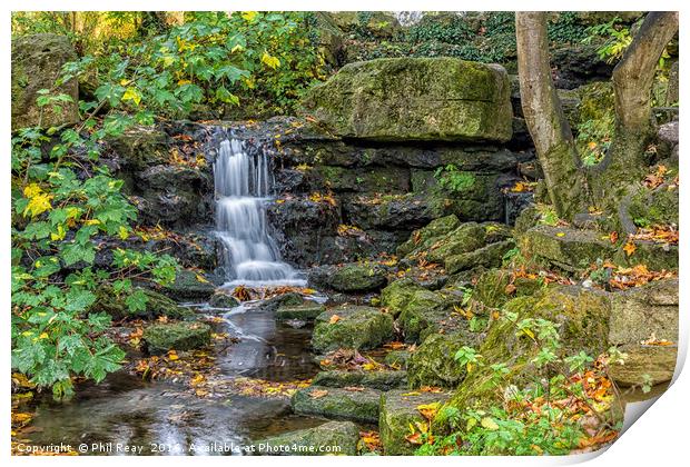 Waterfall at Pittville Print by Phil Reay