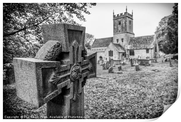 St Eadburgha`s church & graveyard  Print by Phil Reay