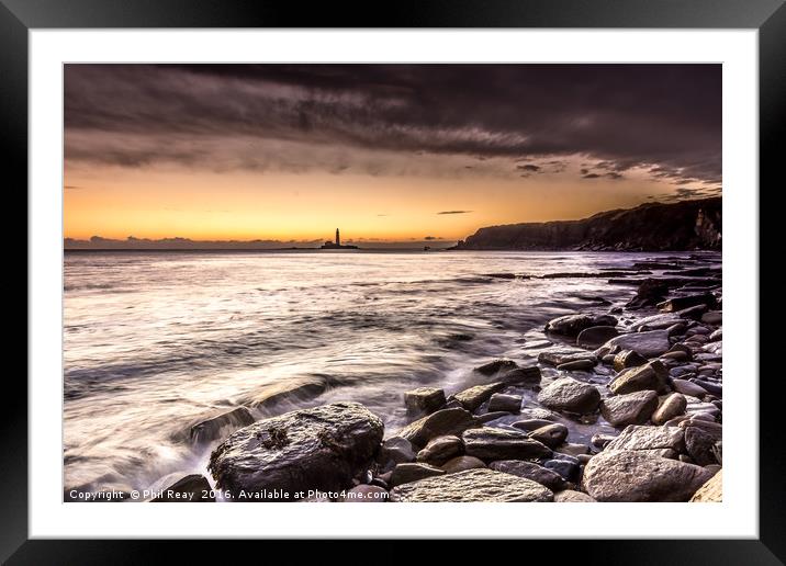 St Mary`s island at sunrise Framed Mounted Print by Phil Reay