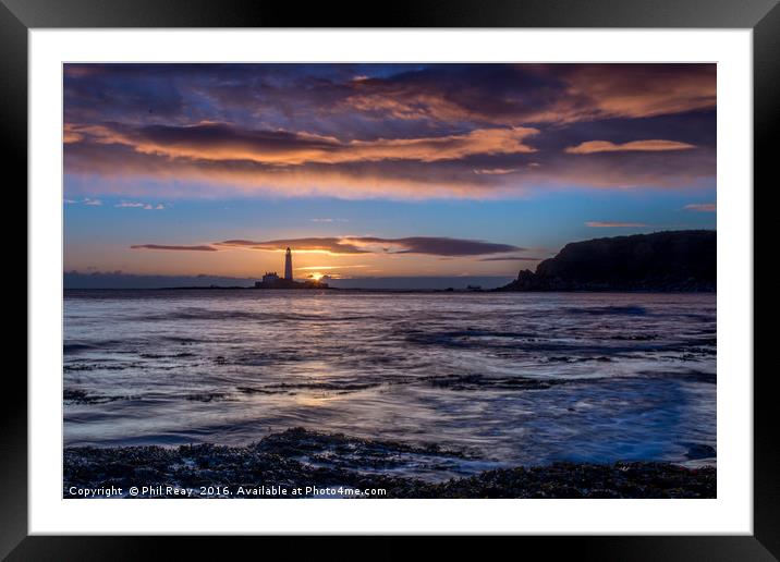 St Mary`s island at sunrise Framed Mounted Print by Phil Reay