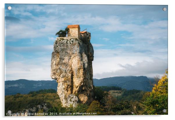 Katskhi pillar. The church on a rocky cliff Acrylic by Andrei Bortnikau
