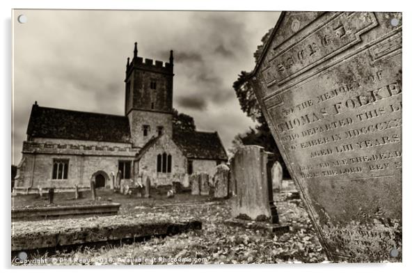 St Eadburgha`s church & graveyard  Acrylic by Phil Reay
