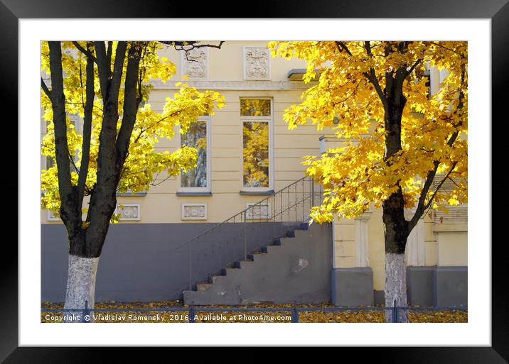 Urban autumn scene Framed Mounted Print by Vladislav Romensky