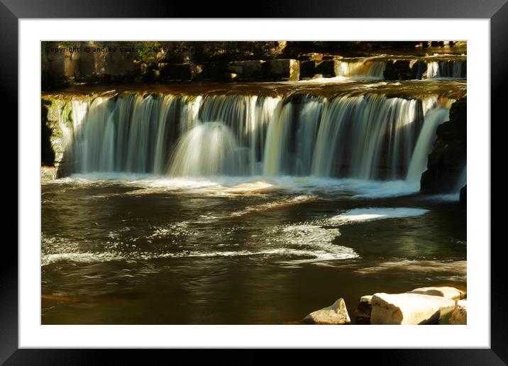 SWALES FALLS YORKSHIRE Framed Mounted Print by andrew saxton