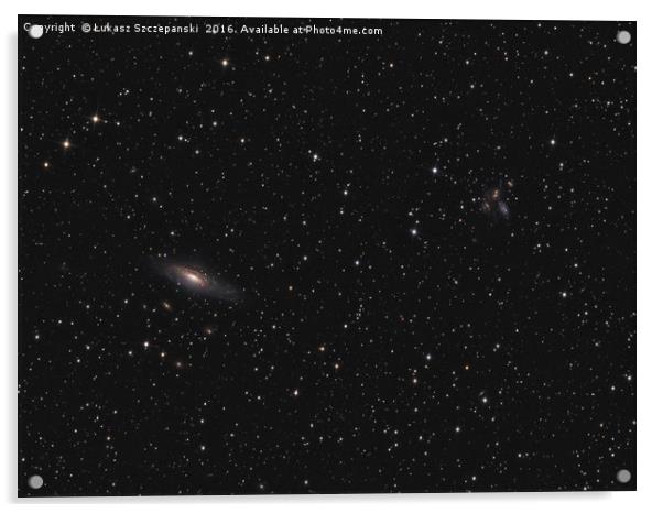 Deep space: galaxy NGC 7331, Stephan's Quintet Acrylic by Łukasz Szczepański
