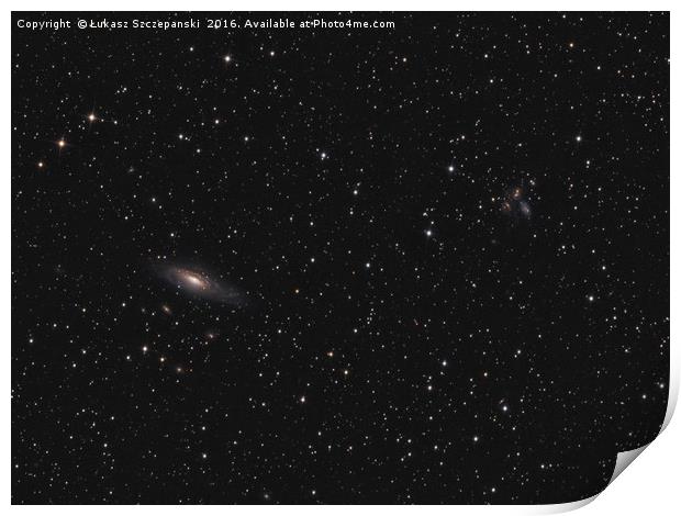 Deep space: galaxy NGC 7331, Stephan's Quintet Print by Łukasz Szczepański