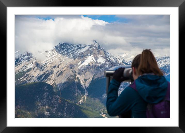 Sulphur mountain spotting scope Framed Mounted Print by Kevin Livingstone