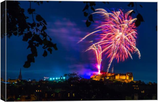 Fireworks above Edinburgh Castle, Hogmanay 2015. Canvas Print by Kevin Livingstone