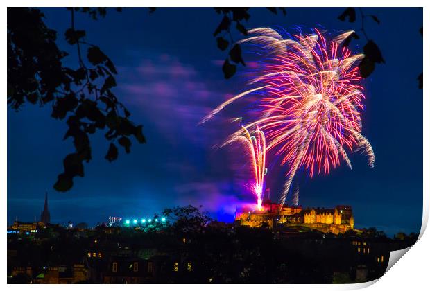 Fireworks above Edinburgh Castle, Hogmanay 2015. Print by Kevin Livingstone