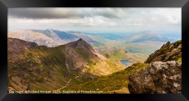 Mount Snowdon overlooking Crib Goch Framed Print by Richard Morgan