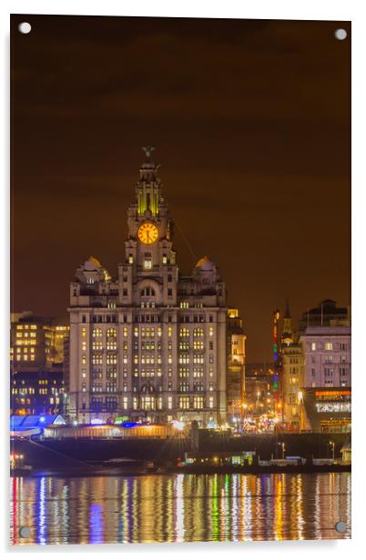 Liver building by night Acrylic by Rob Lester