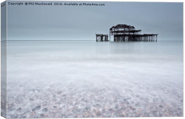The Old West Pier, Brighton and Hove Canvas Print by Phil MacDonald
