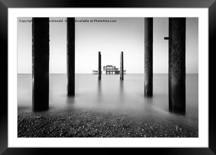 The Old West Pier, Brighton and Hove Framed Mounted Print by Phil MacDonald
