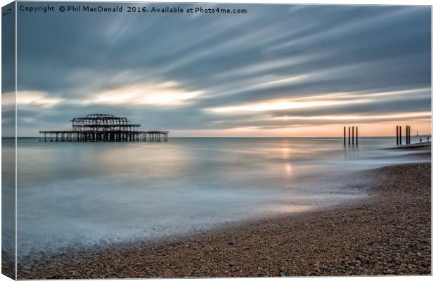 The Old West Pier, Brighton and Hove Canvas Print by Phil MacDonald