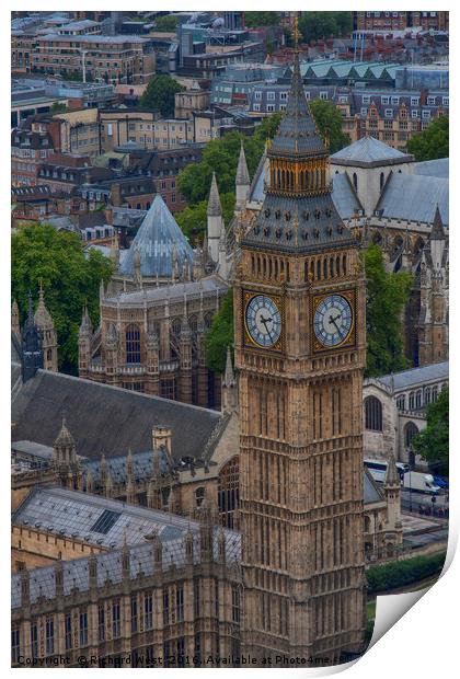Big Ben from the London Eye Print by Richard West